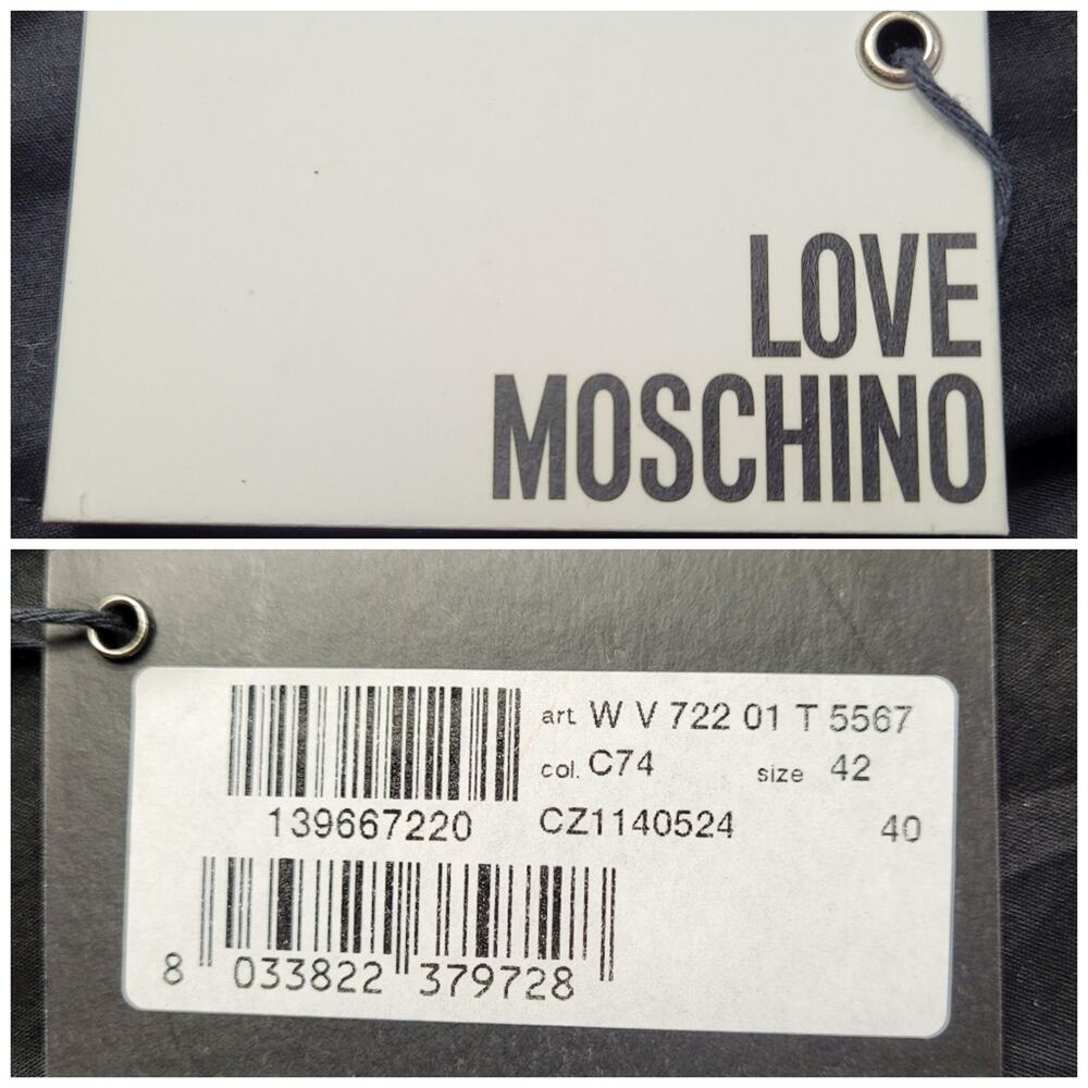 NWT Love Moschino Boho Embroidered Beaded Floral Black Dress Puff Sleeves size 6 - Picture 5 of 16